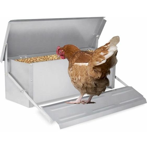 Mangeoire Poulet Mangeoire Automatique Capacité 10KG Mangeoire à Poulet en Alliage daluminium avec Mangeoire à Volaille à Pédale Automatique pour