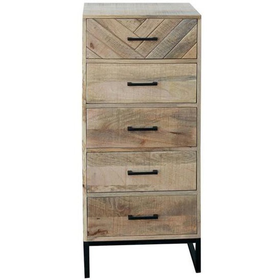 Chiffonnier - ALTOBUY - MANKO - 5 Tiroirs - Bois Massif - Couleur Blanc