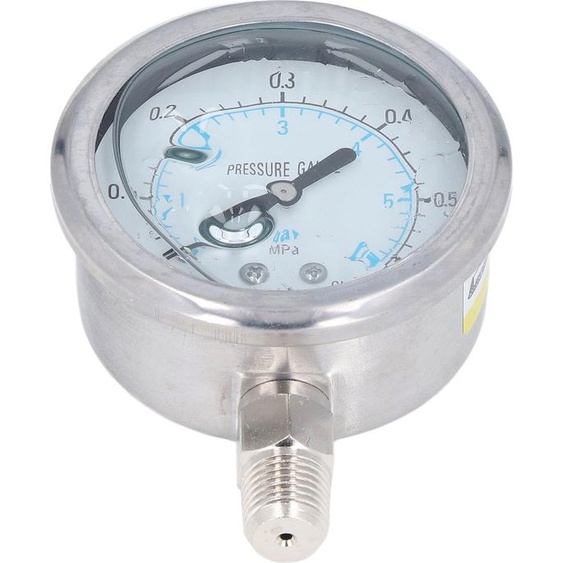 Manomètre 1/4 NPT Niveau de précision 2.5 Manomètre à cadran transparent pour le vide avec boîtier en acier inoxydable 0 à 0.6Mpa