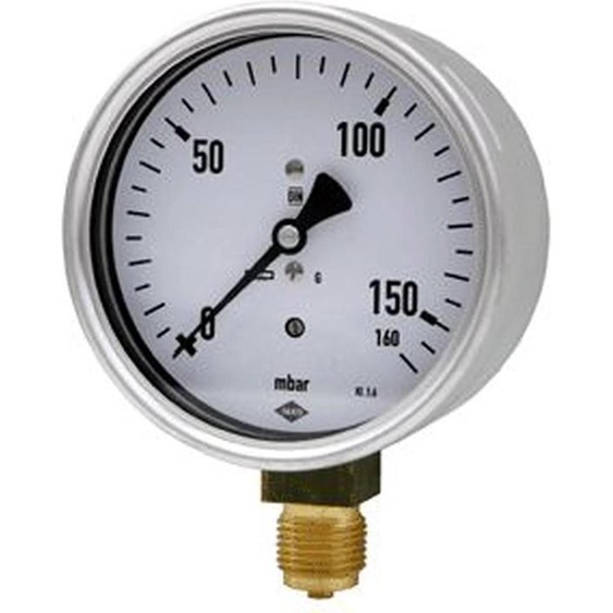 Manomètre à capsule JAKO Fig. 2629 100 mm Dm. 0-100 mbar Raccordement en bas Modèle standard, 1 pièce.