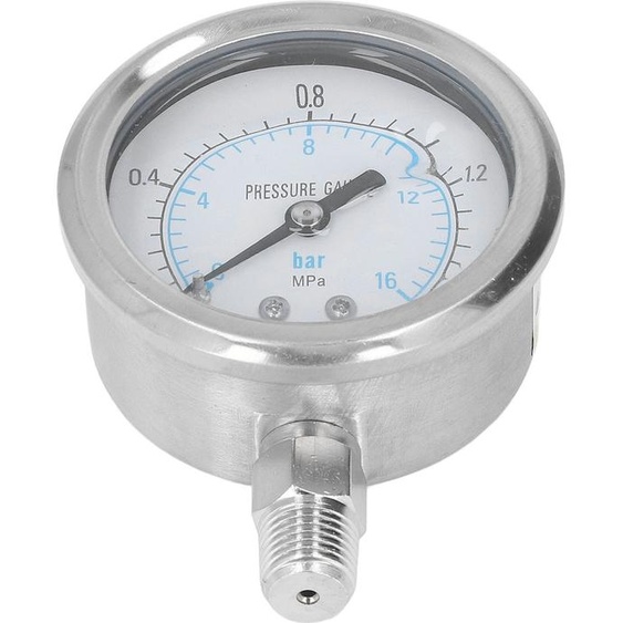 Manomètre de pression à vide Boîtier en acier inoxydable Raccordement inférieur 1/4in NPT 0-1.6Mpa