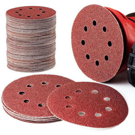 125mm 60 80 100 120 240 Disques de Ponage Forme Ronde Feuille Polissage 8 Trous Forme ronde(100cps)
