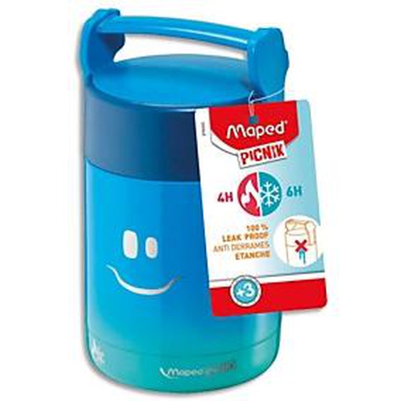 MAPED Boîte déjeuner isotherme PICNIK bleu enfant en acier inoxydable, poignée et ouverture facile