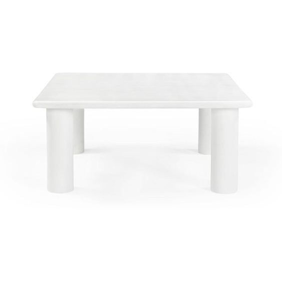 Marbre - Sutri Table basse carrée 80×80 cm x H 35 cm - Table en bois massif blanc au design scandinave Japandi, table de salon moderne
