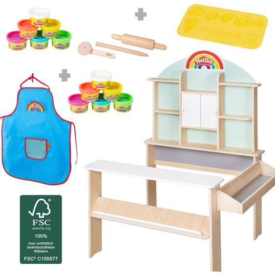 Marchande En Bois + 12 Pots De Pâte À Modeler X Play-doh + Tablier Et Accessoires Vert Menthe - Naturel