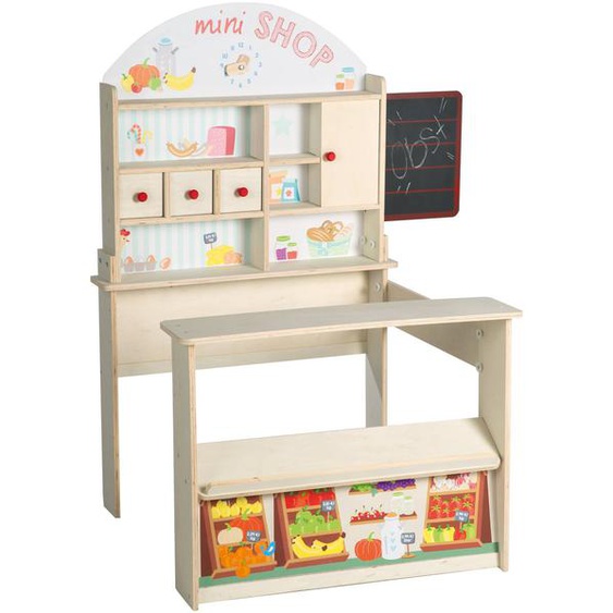 Marchande En Bois Avec Horloge Et Tableau À Craie Mini Shop Multicolore / Sans Accessoires