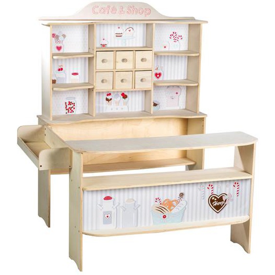 Marchande En Bois Motif Confiserie Café & Shop Naturel - Confiserie / Sans Ac
