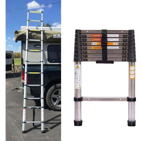 Marchepieds escamotables, échelle Télescopique, Escabeau Telescopique Pliable, Echelle Escamotable en acier inoxydable, Charge Max 150 kg (2,6M)
