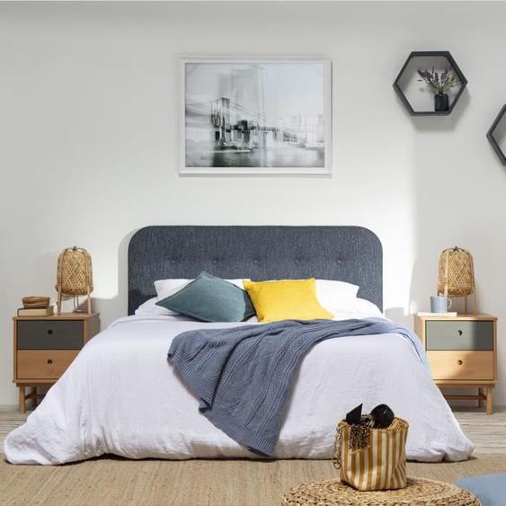marcKonfort Tête de lit tapissée Saona 140x60 Couleur Bleu, Rembourré avec de la Mousse, pour lit 135cm Boutons en capitonné, 8cm