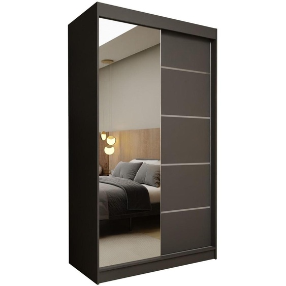 Margaret Hadas24 : COMMODE Samantha, 120 cm, meuble de rangement pour salon, style lamellé, meuble pour salon, commode avec portes coulissantes, couleur grise