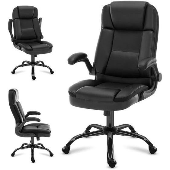 MARK ADLER Boss 5.1 Black | Chaise de bureau ergonomique Fauteuil de direction | Fonction bascule | Charge maximale 130 kg | Accoudoirs réglables | Similicuir | Noir