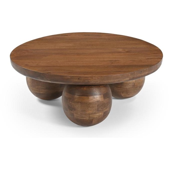 Marmoholz - Table basse ronde Siena Ø80 x H30 cm en bois massif Mango brun - table de salon élégante au design Boho Skandi Rustikal