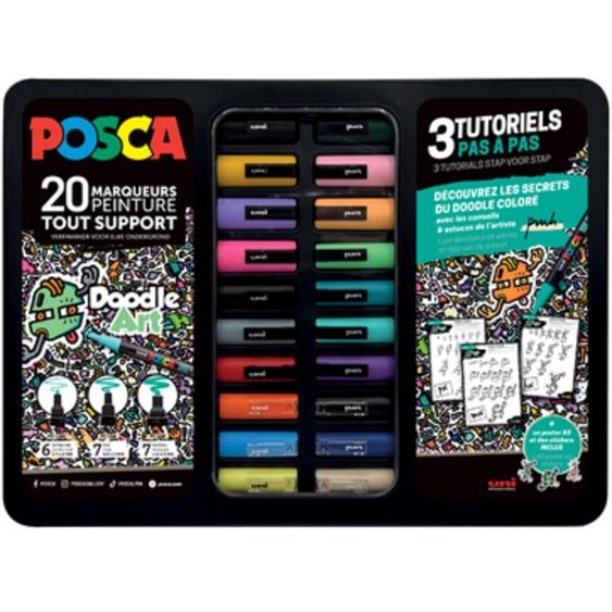 Marqueur à pigment DOODLE ART, mallette métal de 20