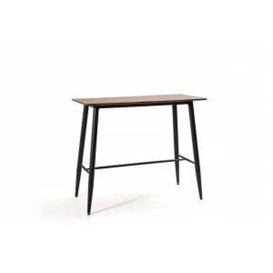 Marron Table haute H 107 cm KEN Bois clair et métal noir  - Laine - 0
