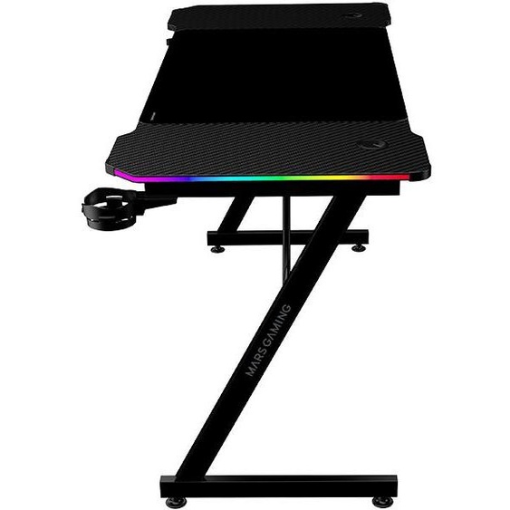 Mars Gaming MGDX140RGB, Droit, Forme rectangulaire, Acier, Gaming, Fibre de carbone, Noir