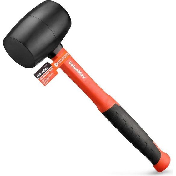 Marteau caoutchouc manche fibre de verre tête caoutchouc poignée ergonomique 450g noir - ValueMax