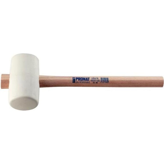 Marteau caoutchouc Tête-D.64mm Tête-L.113mm blanc frêne 70 Shore A piste plate PROMAT