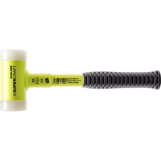 Maillet SUPERCRAFT, avec manche en tube dacier incassable, revêtu jaune fluorescent et poignée antidérapante - D=50 mm - 3377.150