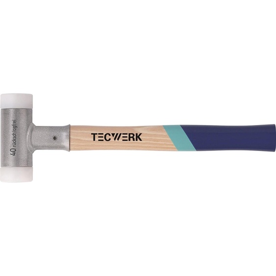 Marteau à frapper en douceur, longueur 420 mm, tête 60 mm, en hickory résistant aux chocs, nylon dur blanc