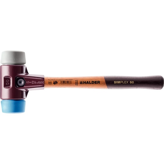 Marteau de protection SIMPLEX avec boîtier TE et manche en bois, Ø 80, TPE-soft / TPE-mid