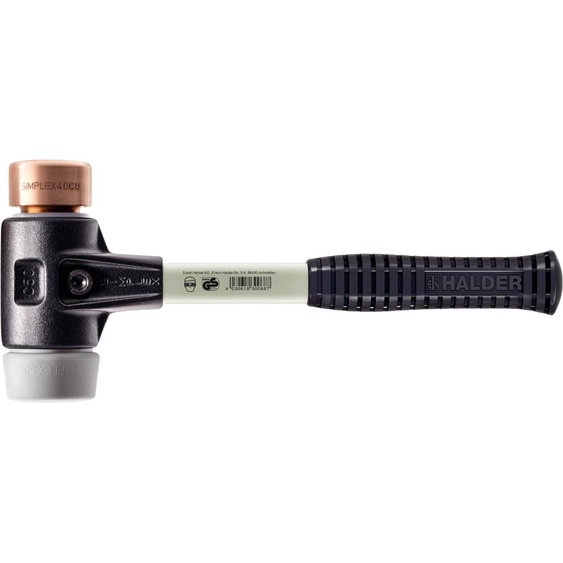 Marteau de protection SIMPLEX avec boîtier TE renforcé et manche en fibre de verre, Ø 40, TPE-mid / cuivre