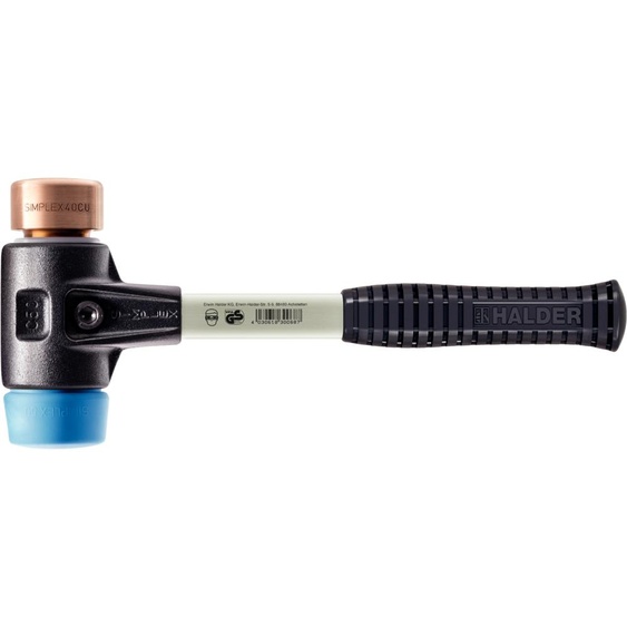 Marteau de protection SIMPLEX avec boîtier TE renforcé et manche en fibre de verre, Ø 40, TPE-soft / cuivre