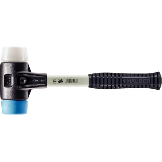Maillet HALDER SIMPLEX TPE souple / superplastique avec boîtier en fonte malléable renforcée et manche en fibre de verre - D=50 mm - 3717.050