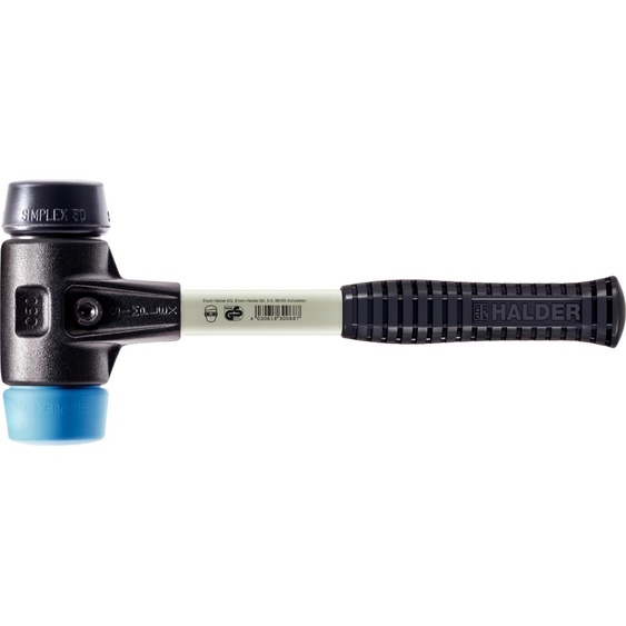 Marteau de protection SIMPLEX avec boîtier TE renforcé et manche en fibre de verre, Ø 60, Composition TPE-soft / caoutchouc