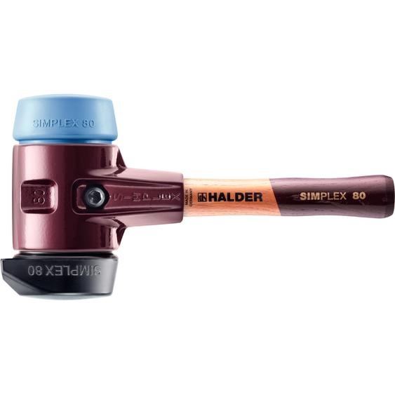 Marteau de protection SIMPLEX avec corps en fonte malléable et manche en bois, Ø 80 / manche 230 mm Composition en caoutchouc avec pied / TPE-soft