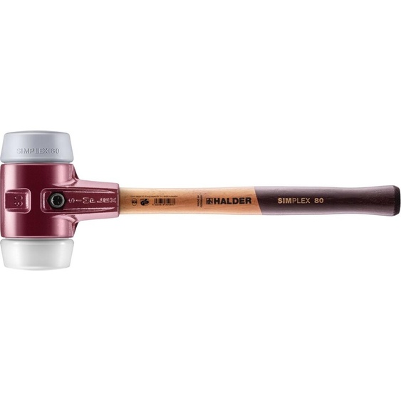 Marteau de protection SIMPLEX, TPE-mid / superplastique ; avec corps en fonte malléable et manche en bois de qualité | D=80 mm | 3037.080