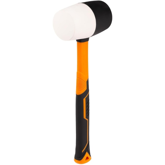 Marteau en caoutchouc, 680 g, 65 mm, blanc et noir, manche en fibre de verre, idéal pour les travaux de bricolage