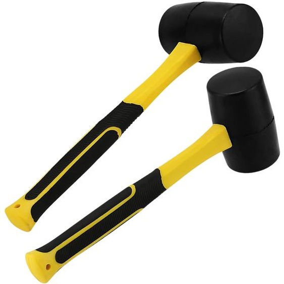 Marteau en caoutchouc de 16 oz, lot de 2, en caoutchouc noir, avec manche en fibre de verre, idéal pour les travaux de pavage