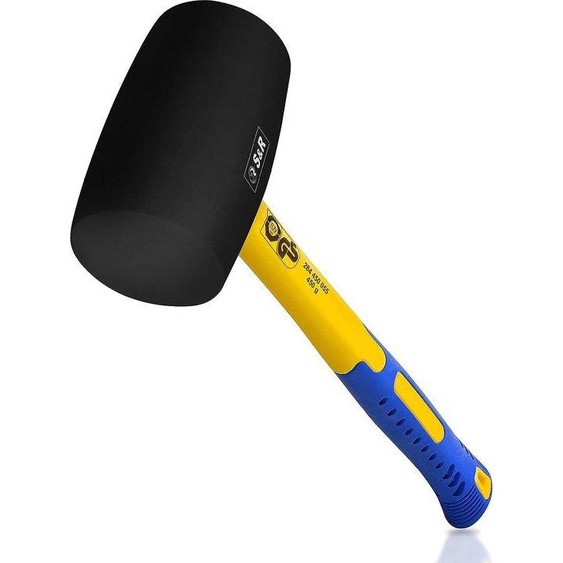 Marteau en caoutchouc noir, 55 mm, 450 g, manche en fibre de verre