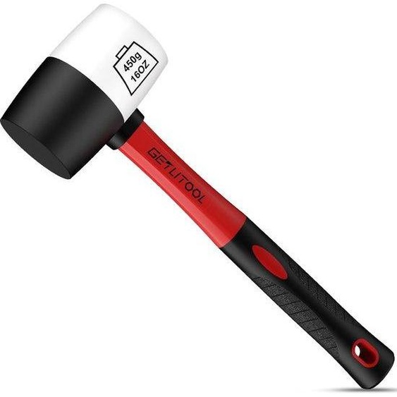 Marteau en caoutchouc noir/blanc, 450 g, 55 mm, antidérapant