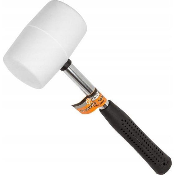 Marteau en caoutchouc Polax 680 g - manche métal, tête blanche 70 mm, idéal pour les artisans, latelier et les travaux de montage