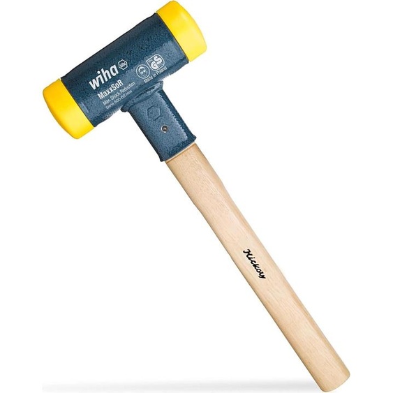 Marteau en caoutchouc sans rebond - manche en bois Hickory - face de frappe ronde - Ø 60 mm - plastique mi-dur - marteau 420 mm - marteau en caoutchouc 1710 g - pour lextérieur