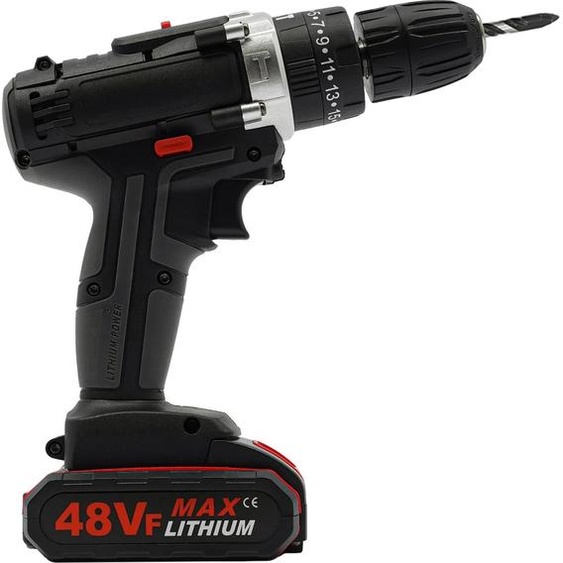 Marteau perforateur électrique, moteur à brosse, 48VF sur batterie, 25-28 Nm, 2 batteries + 1 chargeur, fiche EU, noir