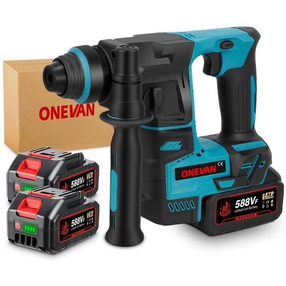 Marteau perforateur sans fil SDS-Plus avec 2 batteries, marteau perforateur sans balais pour percer le béton et démolir les murs, le carrelage
