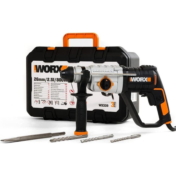 Marteau perforateur Worx WX339, 800W, avec foret et burin