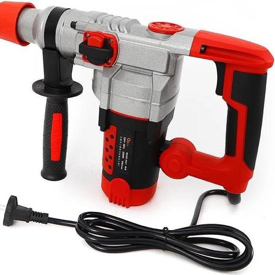 Marteau piqueur électrique - Marteau perforateur/concasseur à béton - 2200 W - 220 V AC - filaire - CE - Pour béton et maçonnerie - Rouge