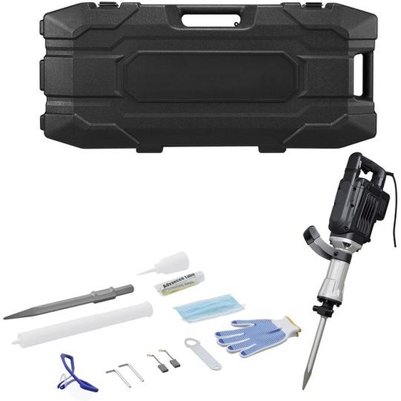 Marteau piqueur électrique SucceBuy 3000 W, marteau à béton 1700 BPM avec burin pointu, mallette de transport, gants et lunettes de protection – convient pour le béton, les murs, les briques, les carreaux et les fondations, noir