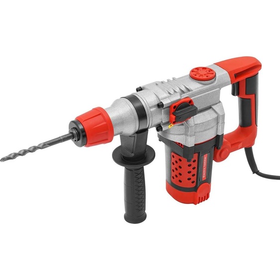 Marteau piqueur - Marteau perforateur électrique - 2200 W - 220 V - Moteur en cuivre pur - Pour béton, murs et sols - Perçage, burinage, rainurage - Rouge