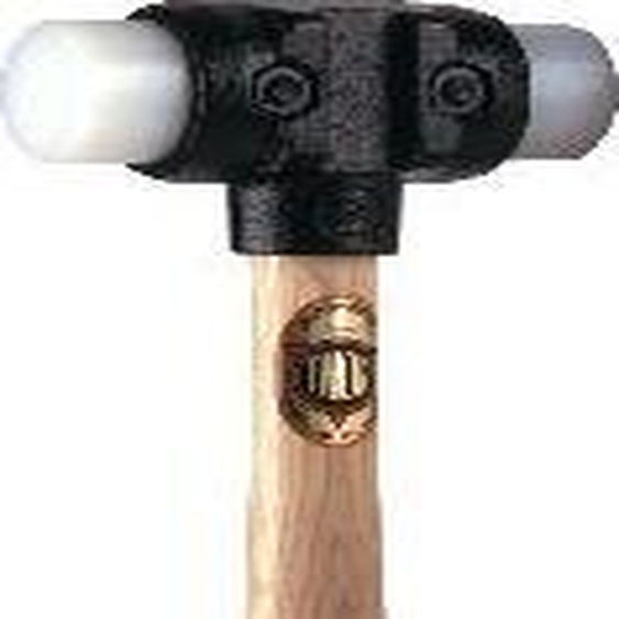 Marteau THOR avec inserts en nylon, démontable, rond (Ø) 70 mm, 3.625 g, avec manche en bois