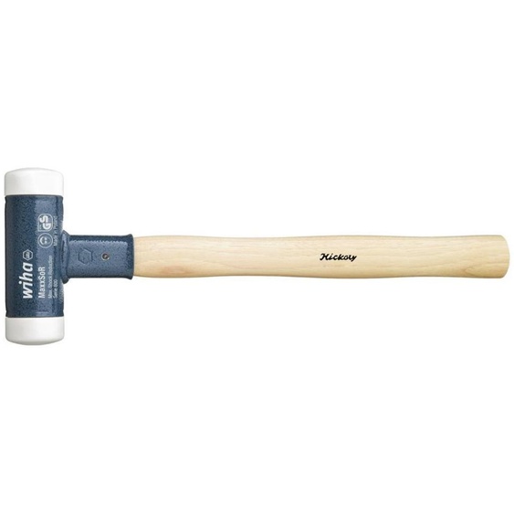 Marteau Wiha sans rebond, très dur, avec manche en bois dhickory, tête ronde (39012) 50 mm
