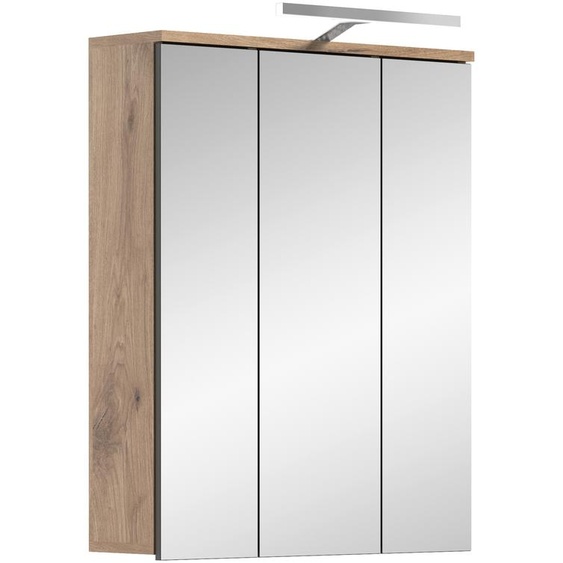 Mason armoir de salle de bain avec miroir 3 portes avec lumière chêneReproduction.