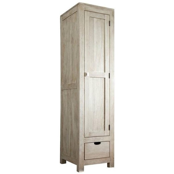 MASSIVMOEBEL24 | Armoire penderie 48x60 Acacia blanchi Blanc NATURE WHITE #98