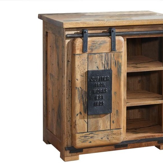 MASSIVMOEBEL24 | Buffet 70x45 Manguier laqué Bois naturel RAILWAY #124