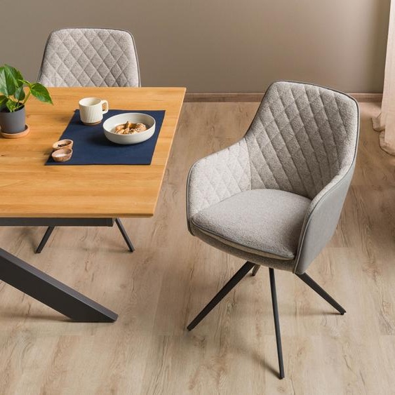 MASSIVMOEBEL24 | Chaise rembourrée pivotante 55x60x86 gris clair / gris HUGO #03