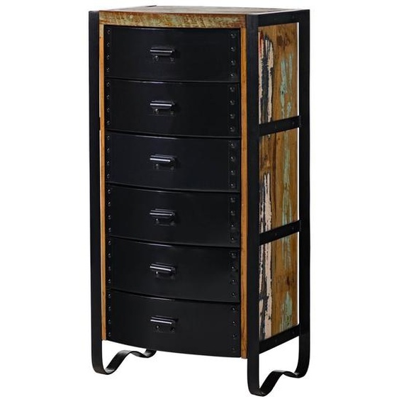 MASSIVMOEBEL24 | Commode 60x43 Bois de récupération laqué Multicolore INDUSTRIAL #09