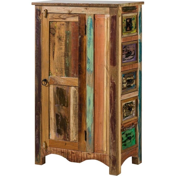 MASSIVMOEBEL24 | Commode 70x40 Bois de récupération laqué Multicolore NATURE OF SPIRIT #58
